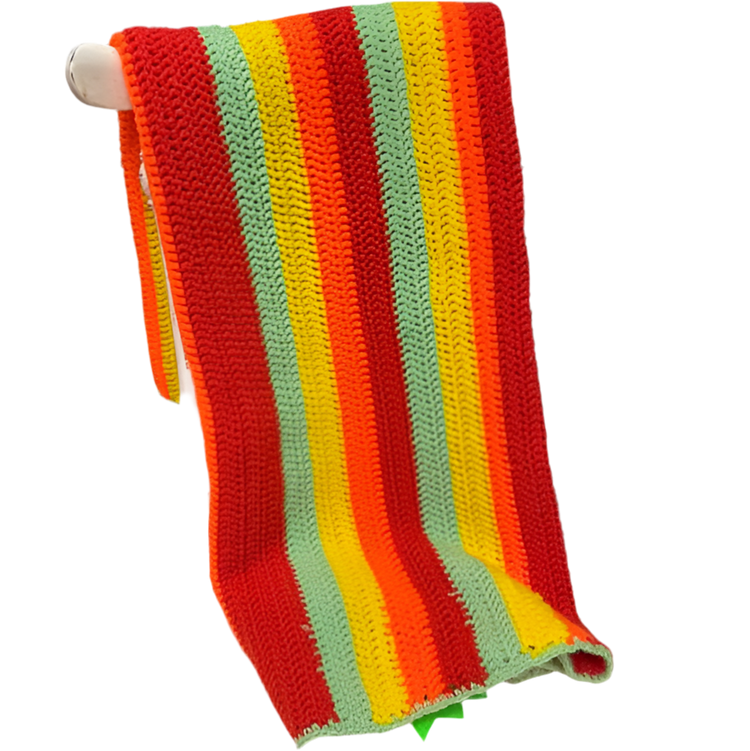 Vintage Crochet Blanket, Retro Striped Throw, Handmade