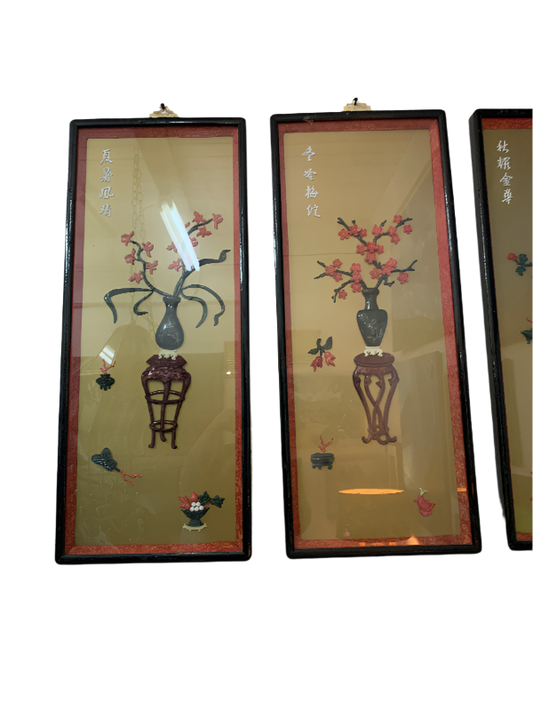 Vintage Chinese Jadeite Still Life-Set Of 3