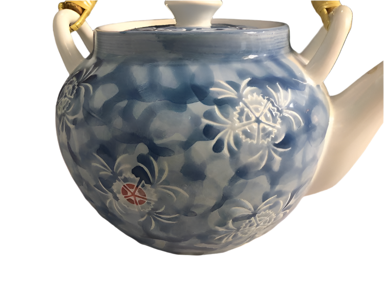 Japanese Ceramic & Bamboo Handle Teapot