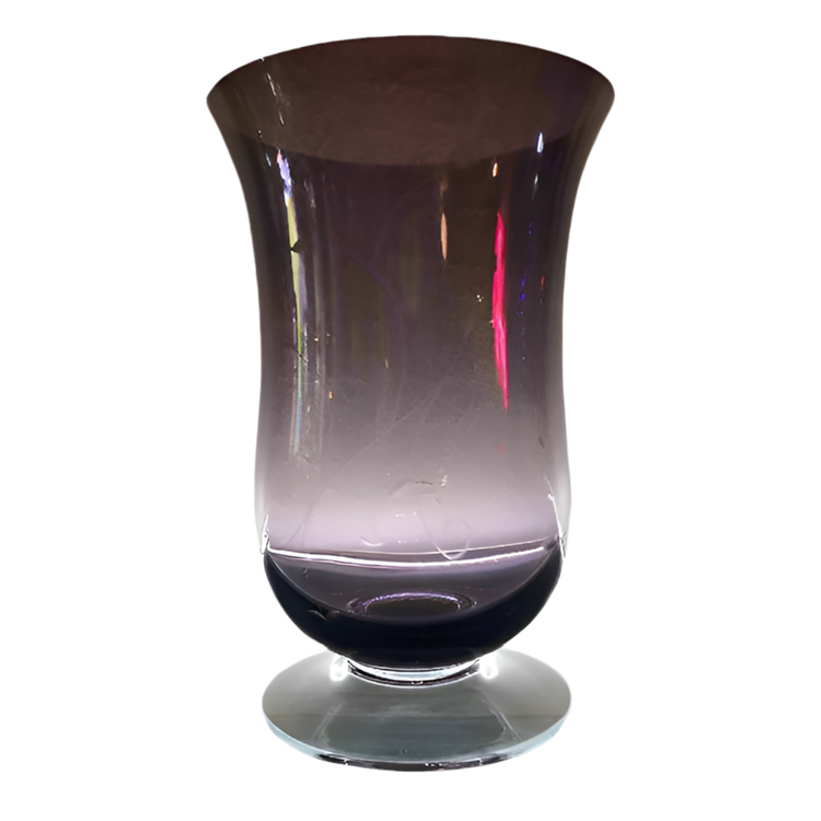 Purple Amethyst Etched Vines Glass Vase