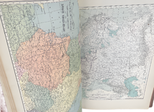 Close-up of a vintage map with pastel colors