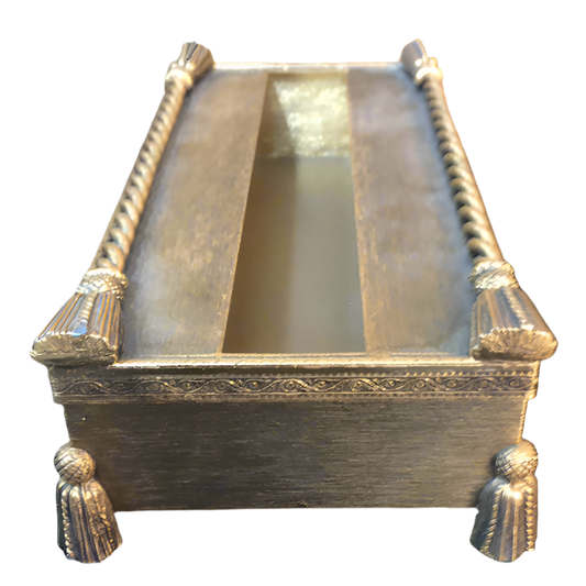 Vintage Gold Tone Rope & Tassel Tissue Box Holder