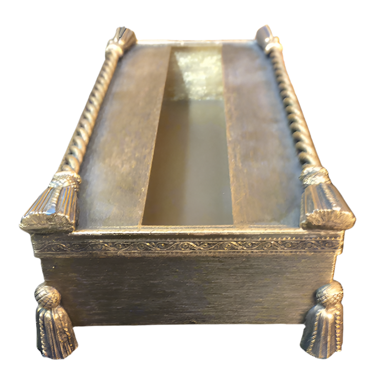 Vintage Gold Tone Rope & Tassel Tissue Box Holder