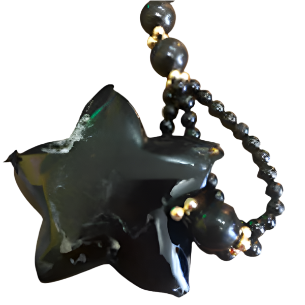 Vintage Black Onyx Flower Necklace