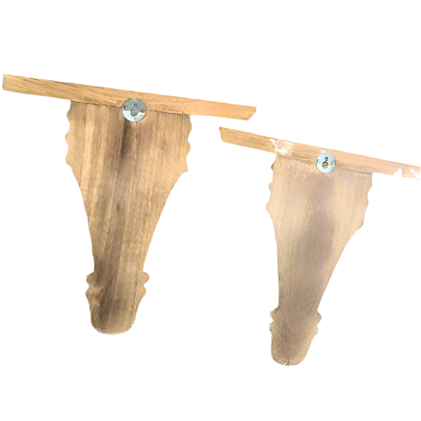 Vintage Carved Wood Shelf Sconces - A Pair
