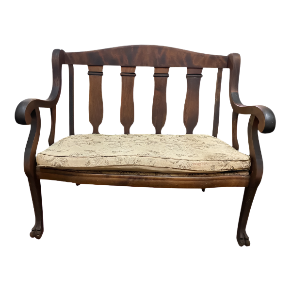 1920s Antique Swedish Wooden Bench With Claw Feet