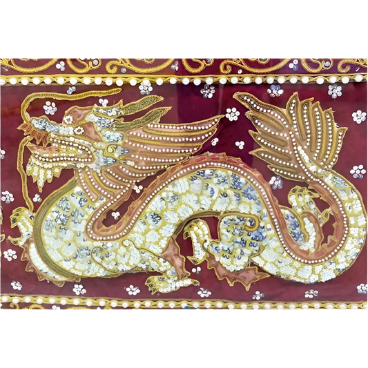 Vintage Framed Chinese Dragon Tapestry