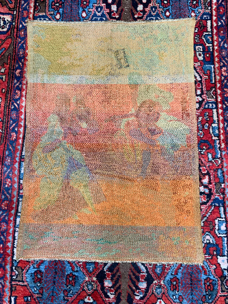 Antique Belgian Romantic Scene Tapestry Wall Hanging
