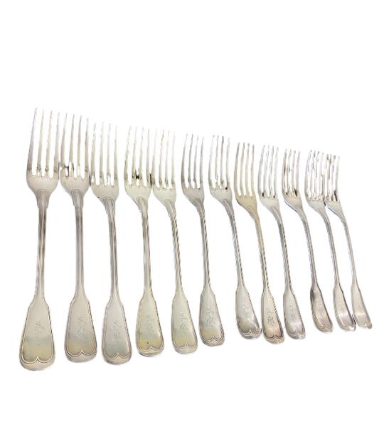 Set of 12 silver plate forks