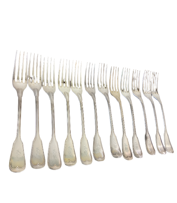 Set of 12 silver plate forks