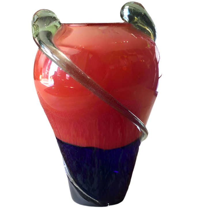 Art Deco Red & Blue Glass Vase-Large