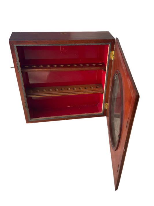 Antique Oak Clock Case Repurposed as Tobacco Pipe Display Cabinet