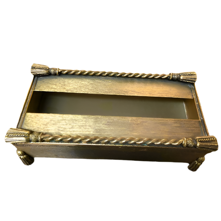 Vintage Gold Tone Rope & Tassel Tissue Box Holder