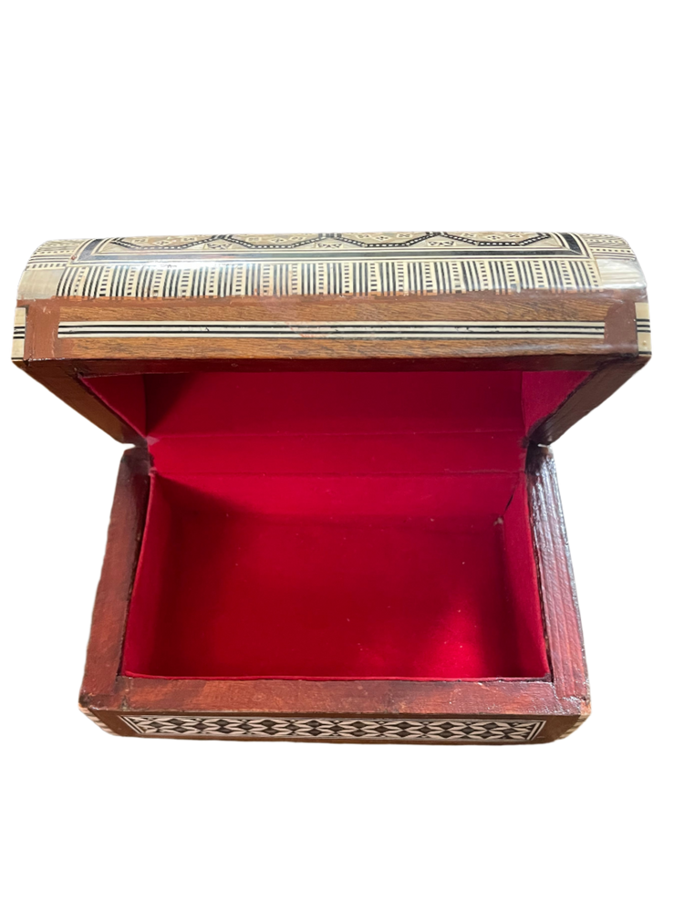 Vintage White Mosaic Moorish Jewelry Box With Shell Inlaid