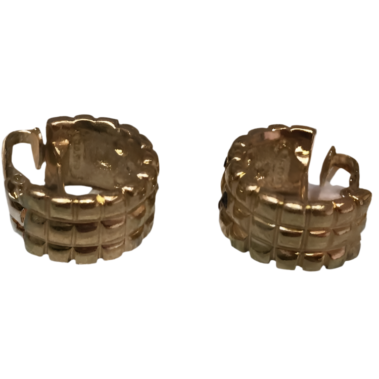 Vintage Half Hoop Earrings Gold Tone Rhinestone