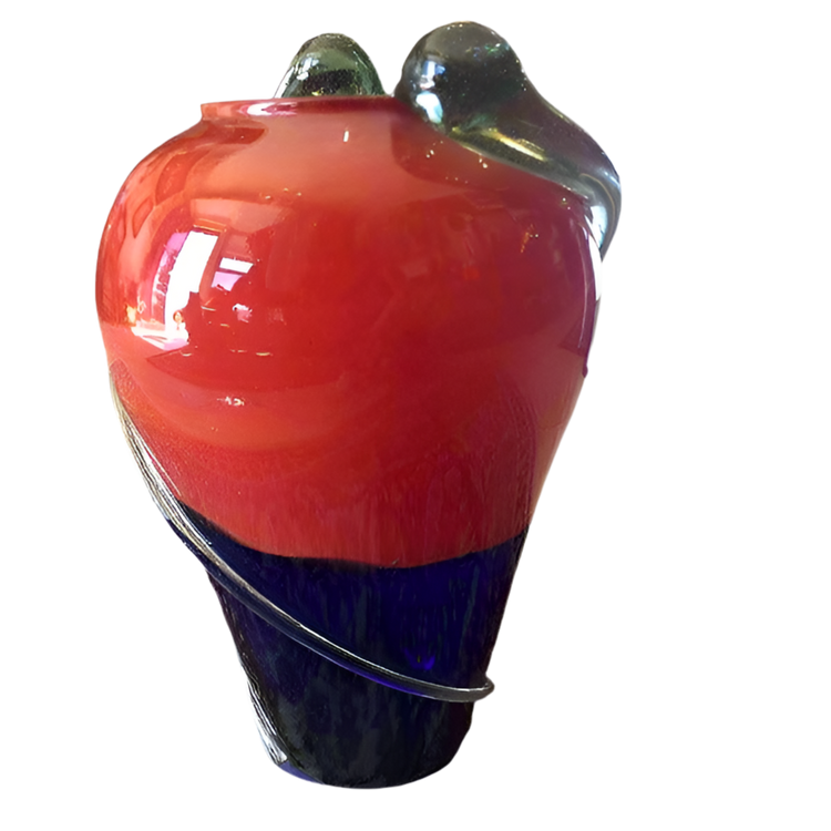 Art Deco Red & Blue Glass Vase-Large