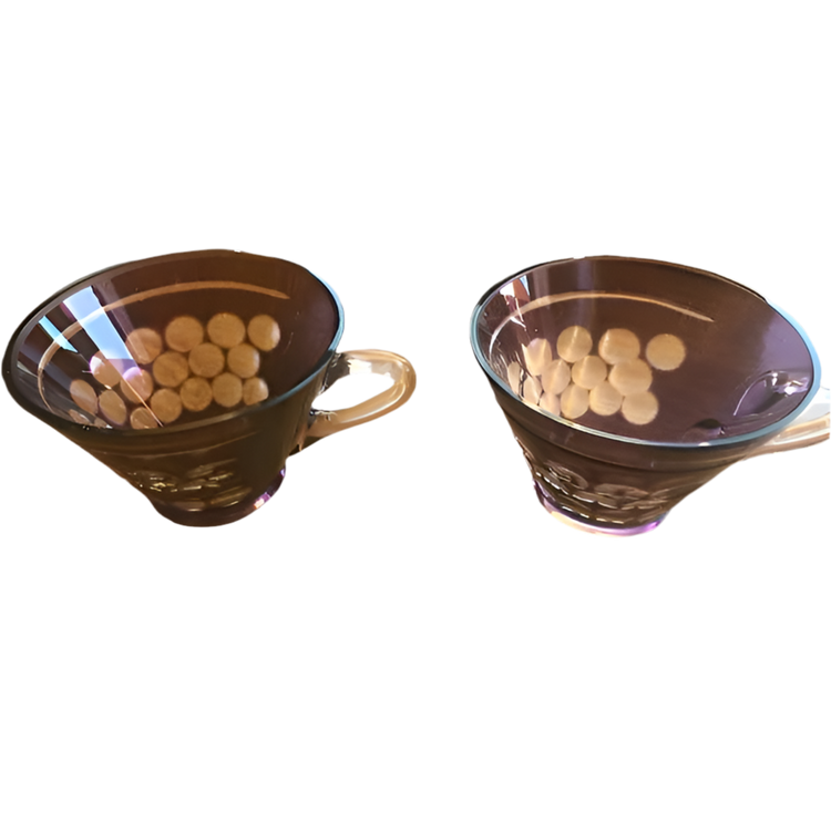 Pair Edo Kiriko Japanese Glass Tea Cup - A Pair