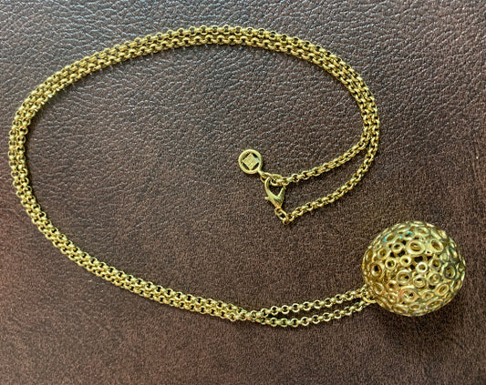 Givenchy Gold-Tone Chain Necklace Round Ball Pendant