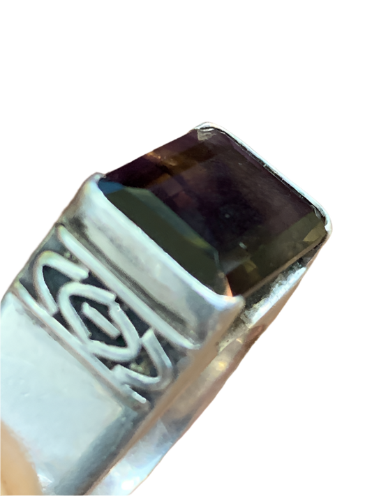 Vintage Men’s Smoky Quartz Ring in 925 Sterling Silver – Size 10.5 Unisex Bold Statement Ring