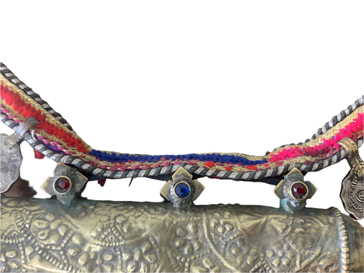 Vintage Kuchi Tribal Belt with Jeweled Pendant and Coin Charms – Pakistan
