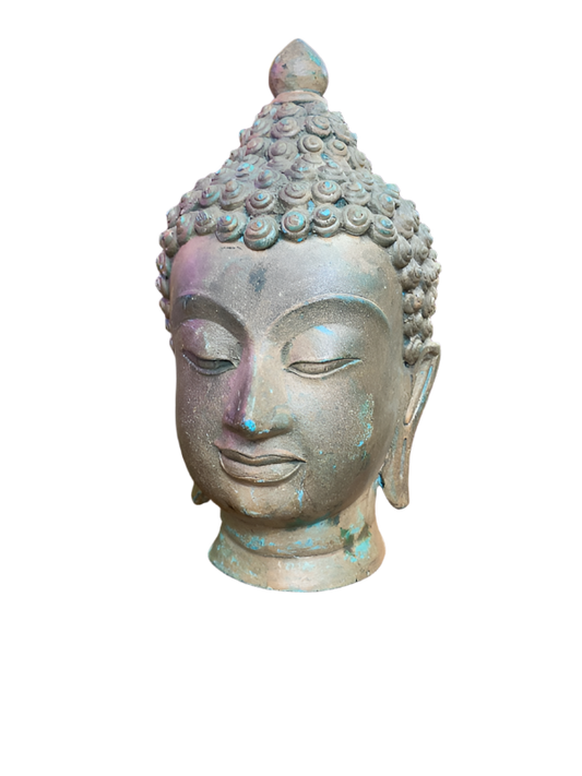 Antique Bronze Buddha Head with Natural Patina