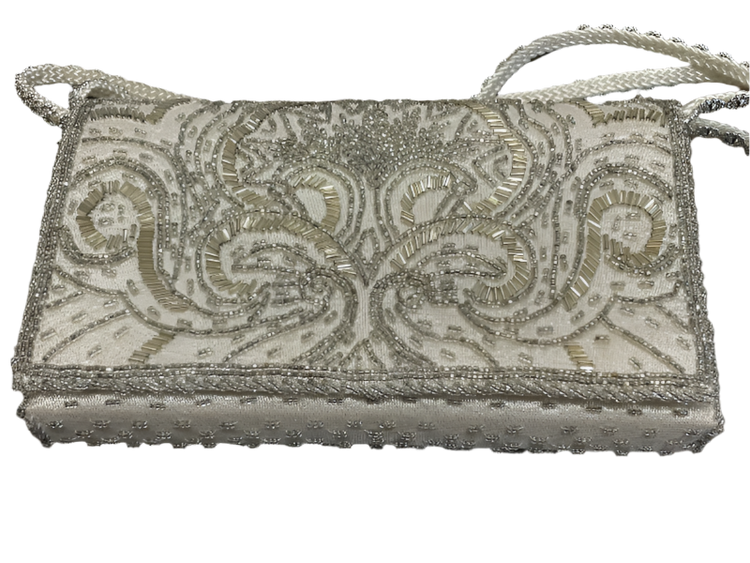 Vintage La Regale Ivory Cream Beaded Clutch Purse