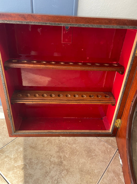 Antique Oak Clock Case Repurposed as Tobacco Pipe Display Cabinet