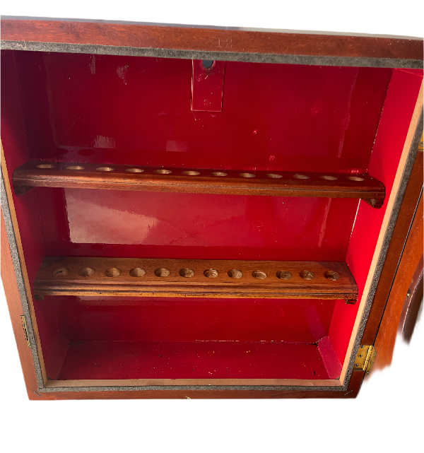 Antique Oak Clock Case Repurposed as Tobacco Pipe Display Cabinet