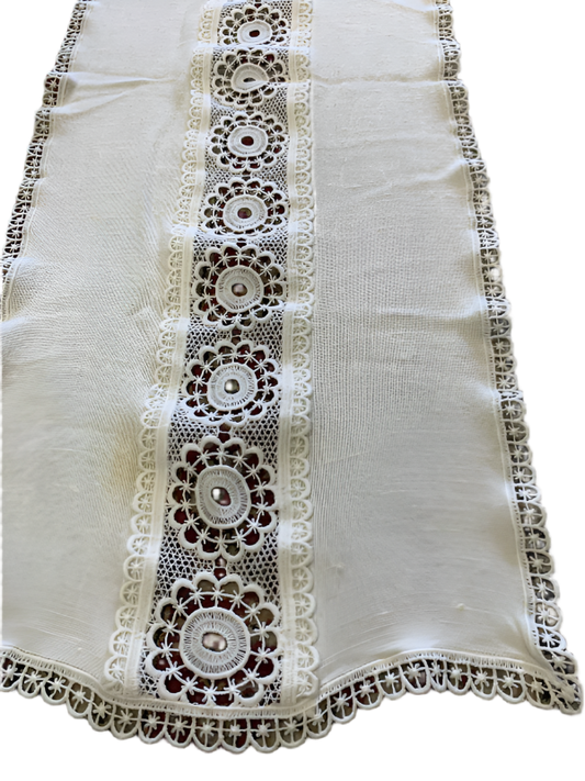 Vintage Deep Beige Decorative Geometric Style Linen