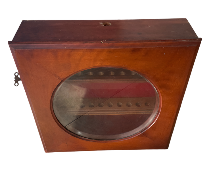 Antique Oak Clock Case Repurposed as Tobacco Pipe Display Cabinet