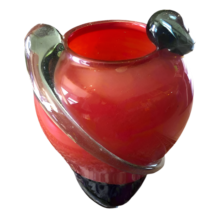 Art Deco Red & Blue Glass Vase-Large