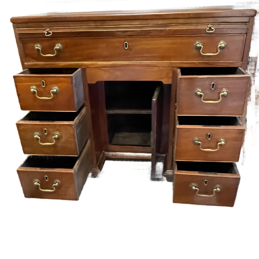 Antique George III Mahogany Kneehole Desk With Original Finish