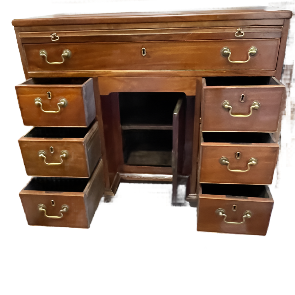 Antique George III Mahogany Kneehole Desk With Original Finish