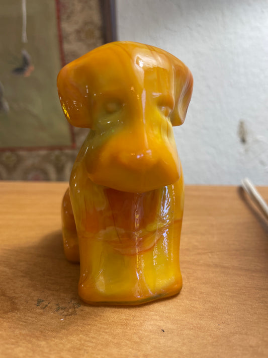 Vintage Pooch The Dog Degenhart Bittersweet Slag Glass UV Glow Marked