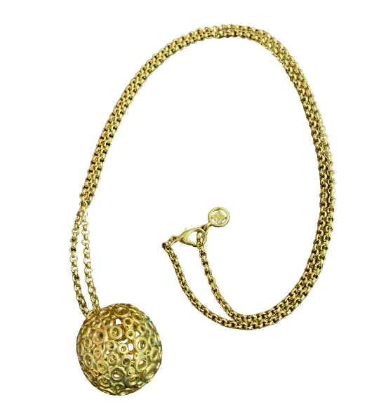 Givenchy Gold-Tone Chain Necklace Round Ball Pendant
