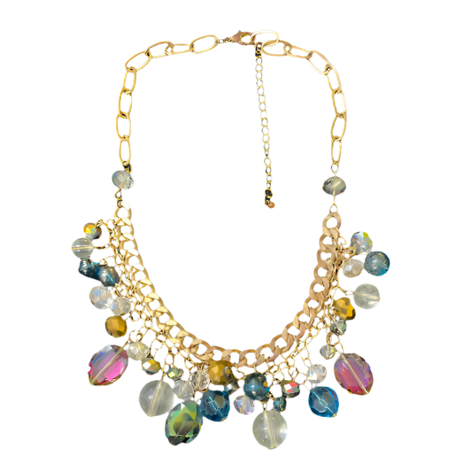 Vintage Multi-Faceted Rhinestone Bib Style Necklace