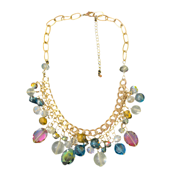 Vintage Multi-Faceted Rhinestone Bib Style Necklace