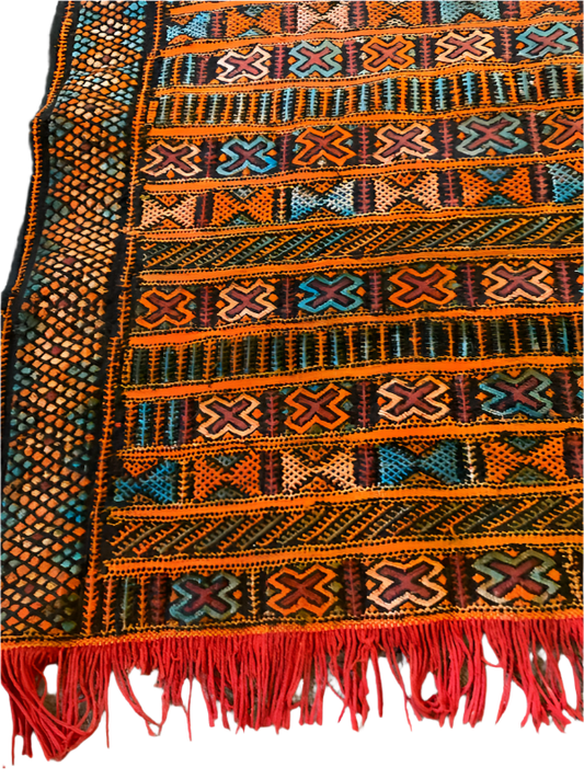 Vintage Handwoven Moroccan Rug – High Atlas – 64” x 34.5” – Beautiful Tribal Design