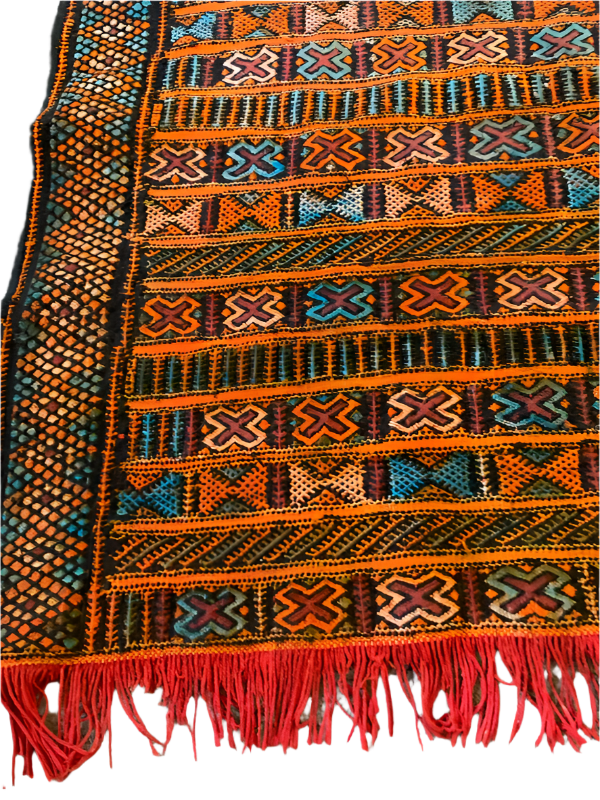 Vintage Handwoven Moroccan Rug – High Atlas – 64” x 34.5” – Beautiful Tribal Design