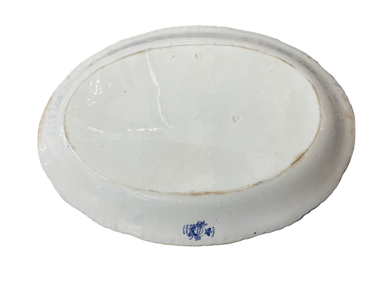 Antique Adams English Blue and White Cattle Scenery Platter