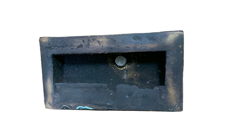 Vintage Bronze Buddha Under Torii Gate Sculpture – Heavy 7” Shrine Figurine