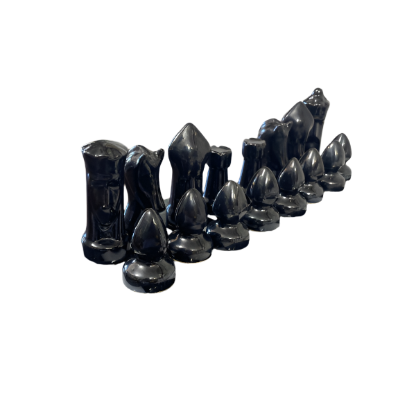 Set of black chess pieces