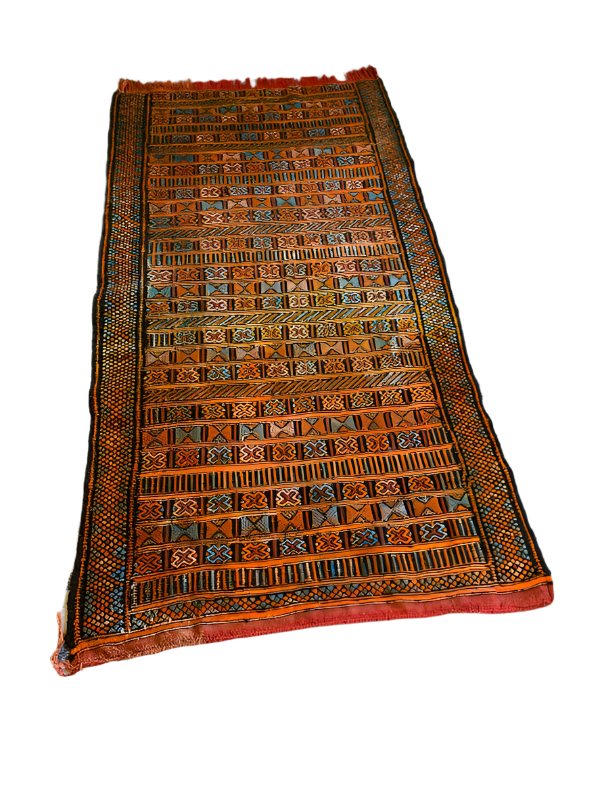 Vintage Handwoven Moroccan Rug – High Atlas – 64” x 34.5” – Beautiful Tribal Design