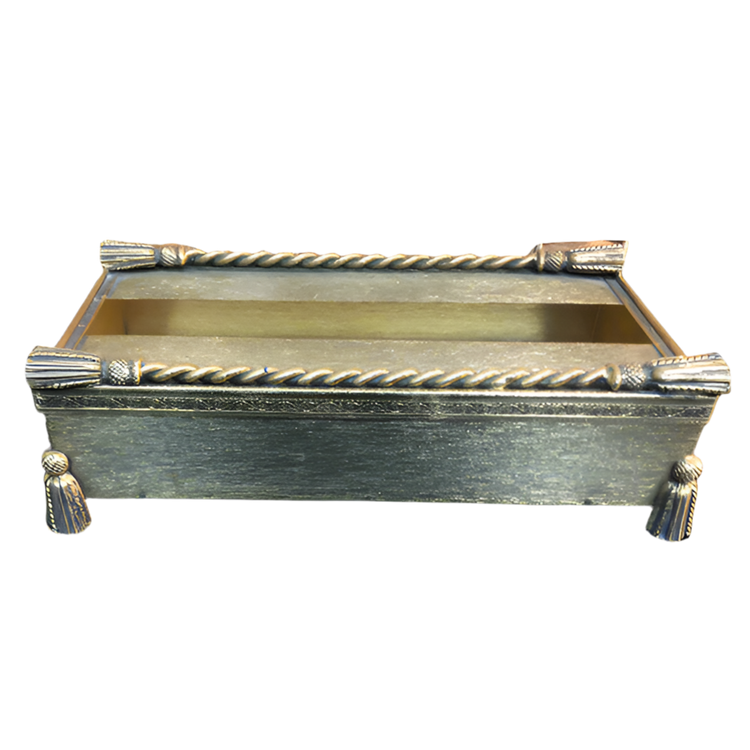 Vintage Gold Tone Rope & Tassel Tissue Box Holder