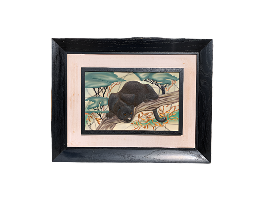 Pair of Vintage Panther Relief Paintings by C.L.E. Pearson – Framed Copper Artworks