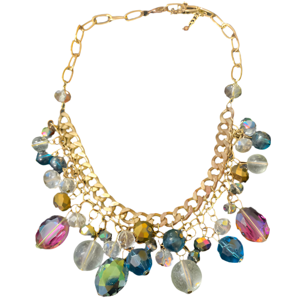 Vintage Multi-Faceted Rhinestone Bib Style Necklace