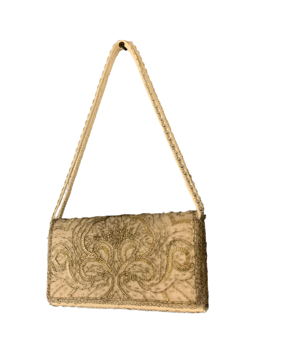 Vintage La Regale Ivory Cream Beaded Clutch Purse