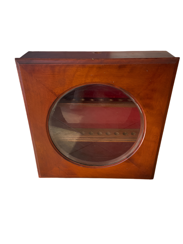 Antique Oak Clock Case Repurposed as Tobacco Pipe Display Cabinet