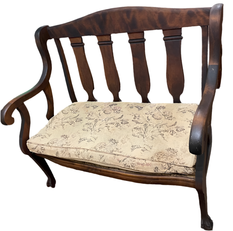 1920s Antique Swedish Wooden Bench With Claw Feet