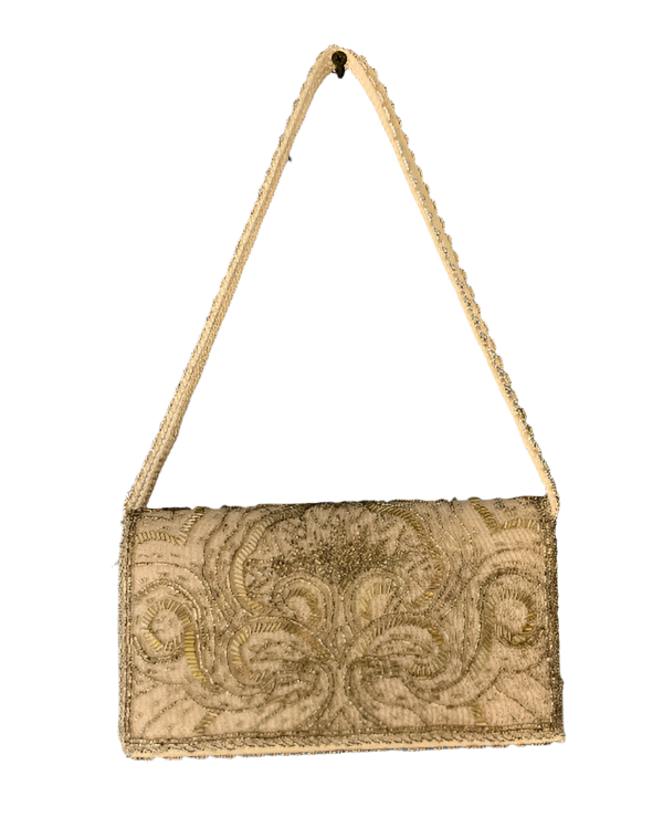 Vintage La Regale Ivory Cream Beaded Clutch Purse